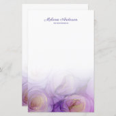 シックパープル抽象芸術フローラ文房具紙 (正面/裏面)