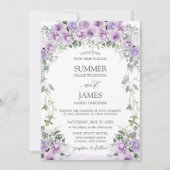 シックパープル薄紫バラフローラ庭園の結婚式 招待状 (正面)