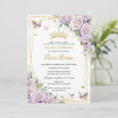 シックパープル薄紫バラフローラ金ゴールドキンセアニラXV 招待状 (スタンド正面)