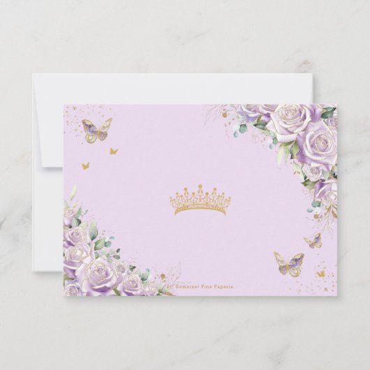 シックパープル薄紫バラフローラ金ゴールド15キンセアニラ 出欠カード (裏面)