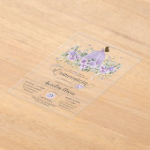 シックパープル薄紫フローラガールドレスキンセアニラXV アクリル招待状 (レイダウン)