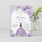 シックパープル薄紫フローラシルバーアーチバプテスマ 招待状 (スタンド正面)