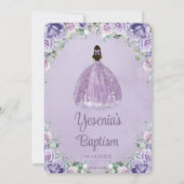 シックパープル薄紫フローラシルバーアーチバプテスマ 招待状 (裏面)