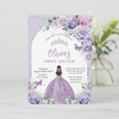 シックパープル薄紫フローラスウィート16バースデーパーティー 招待状 (スタンド正面)