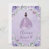 シックパープル薄紫フローラスウィート16バースデーパーティー 招待状 (裏面)