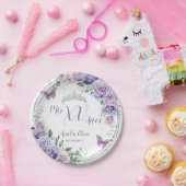 シックパープル薄紫フローラ蝶キンセアニラ ペーパープレート (パーティー)