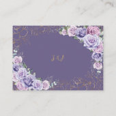 シックパープル薄紫ラベンダーフローラ結婚ズ詳細 エンクロージャーカード (裏面)