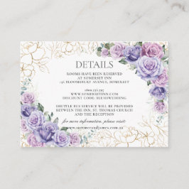 シックパープル薄紫ラベンダーフローラ結婚ズ詳細 エンクロージャーカード