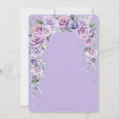 シックパープル薄紫ラベンダーフローラ金ゴールドキンセアニラ 招待状 (裏面)