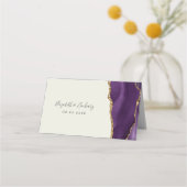 シックパープル金ゴールドアゲートアイボリー結婚ズ プレイスカード (裏面)