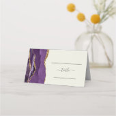 シックパープル金ゴールドアゲートアイボリー結婚ズ プレイスカード (正面)