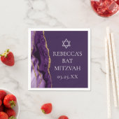 シックパープル金ゴールドアゲートバルミツワーパーティー スタンダードカクテルナプキン (インサイチュ)