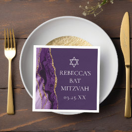 シックパープル金ゴールドアゲートバルミツワーパーティー スタンダードカクテルナプキン