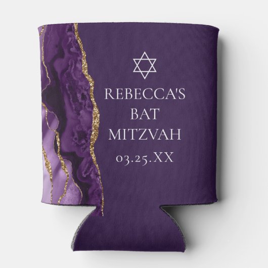 シックパープル金ゴールドアゲートバルミツワーパーティー 缶クーラー (裏面)