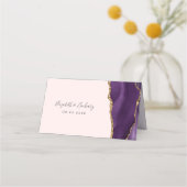 シックパープル金ゴールドアゲート赤面ピンク結婚ズ プレイスカード (裏面)