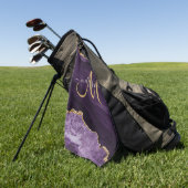 シックパープル金ゴールドグリッターアゲートカスタムモノグラム ゴルフタオル (グリーン)