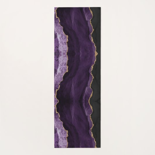 シックパープル金ゴールドグリッターアゲートカスタムモノグラム ヨガマット (裏面)