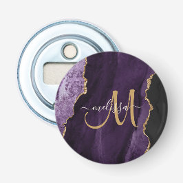 シックパープル金ゴールドグリッターアゲートカスタムモノグラム 栓抜き