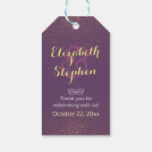 シックパープル金ゴールドグリッタースパークル結婚ズサンキュー ギフトタグ (裏面)
