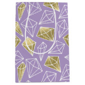 シックパープル金ゴールドダイヤモンド誕生日 ミディアムペーパーバッグ (正面)