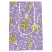 シックパープル金ゴールドダイヤモンド誕生日 ミディアムペーパーバッグ (裏面)