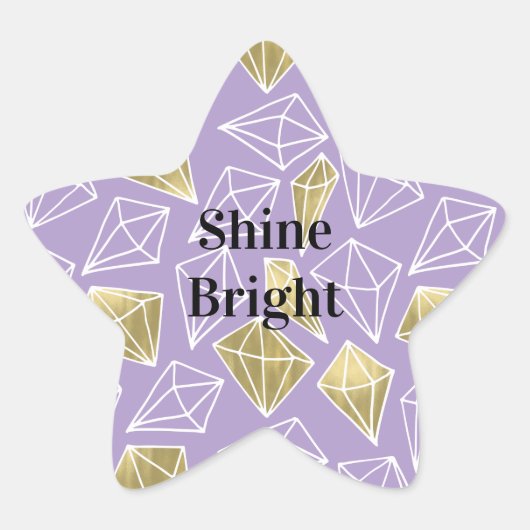 シックパープル金ゴールドダイヤモンド 星シール (正面)