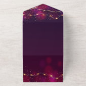 シックパープル金ゴールドネオンカスタムクリスマスニューイヤー オールインワン招待状 (外側)