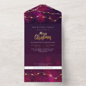 シックパープル金ゴールドネオンカスタムクリスマスニューイヤー オールインワン招待状 (内側)