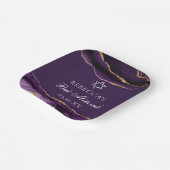 シックパープル金ゴールドバルミツワーパーソナライズされたパーティー ペーパープレート (傾斜あり)