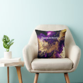 シックパープル金ゴールドフェイクグリッターマーリングモノグラム クッション (椅子)