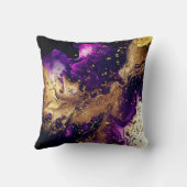 シックパープル金ゴールドフェイクグリッターマーリングモノグラム クッション (裏面)