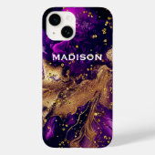 シックパープル金ゴールドフェイクグリッターマーリングモノグラム Case-Mate iPhoneケース (裏面)