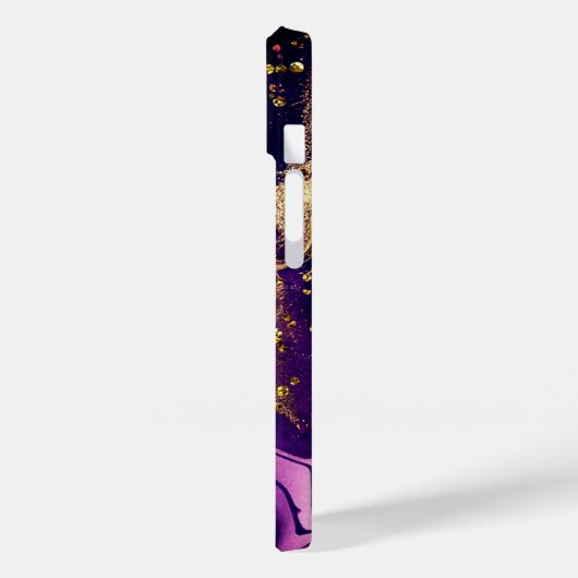 シックパープル金ゴールドフェイクグリッターマーリングモノグラム Case-Mate iPhoneケース (裏面 / 左)