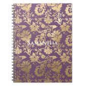 シックパープル金ゴールドフローラ ノートブック (正面)