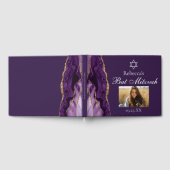 シックパープル金ゴールド(ユダヤ教の)バル・ミツバーパーティーフォトカスタム ゲストブック (全面)