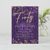 シックパープル40thバースデー四十歳招待状 招待状 (スタンド正面)