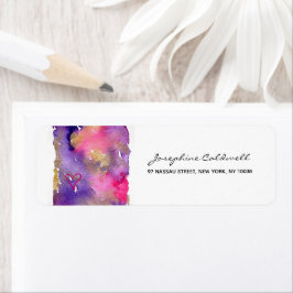 シックパープル&金ゴールド水彩 ラベル