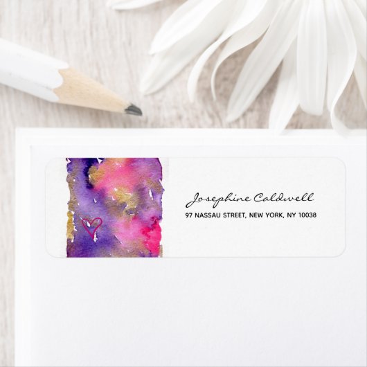 シックパープル&金ゴールド水彩 ラベル (インサイチュ)