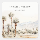 シックパーム春カリフォルニア結婚ランドスケーズ スクエアシール (正面)