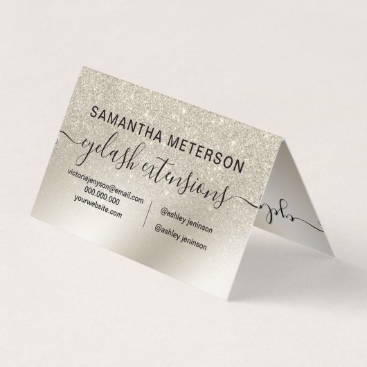 シックパールグリッターアイボリーアグラデーションフターケア 名刺 (裏面)