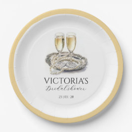 シックパールスアンドプロセッコブライダルシャワー ペーパープレート