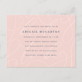 シックパール赤面&モロッコブルーブライダルシャワー インビテーションポストカード