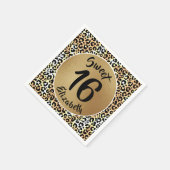 シックヒョウ印刷スウィート16誕生日 スタンダードカクテルナプキン (角)