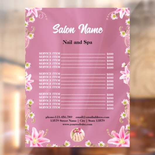 シックビューティーネイルサロン 料金メニュー ウィンドウサイン (シート2)