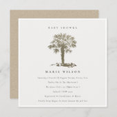 シックビーチパームツリーダーク金ゴールドベビーシャワー招待状 サンキューカード (正面/裏面)