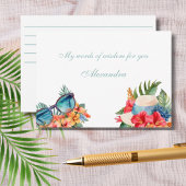 シックビーチピンクフローラトロピカルブライダルシャワー エンクロージャーカード