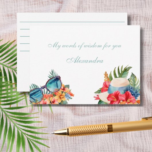 シックビーチピンクフローラトロピカルブライダルシャワー エンクロージャーカード