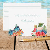 シックビーチピンクフローラトロピカルブライダルシャワー エンクロージャーカード