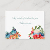 シックビーチピンクフローラトロピカルブライダルシャワー エンクロージャーカード (正面)