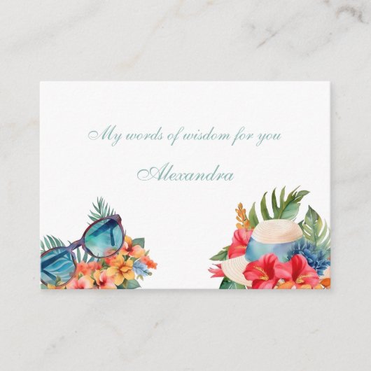 シックビーチピンクフローラトロピカルブライダルシャワー エンクロージャーカード (正面)